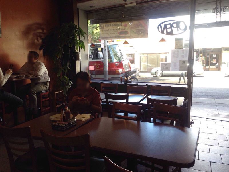 The dining room by the front windows